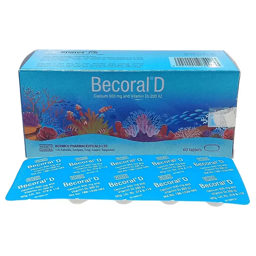 Tablet Becoral D 500mg+200iu ( 60 pcs )