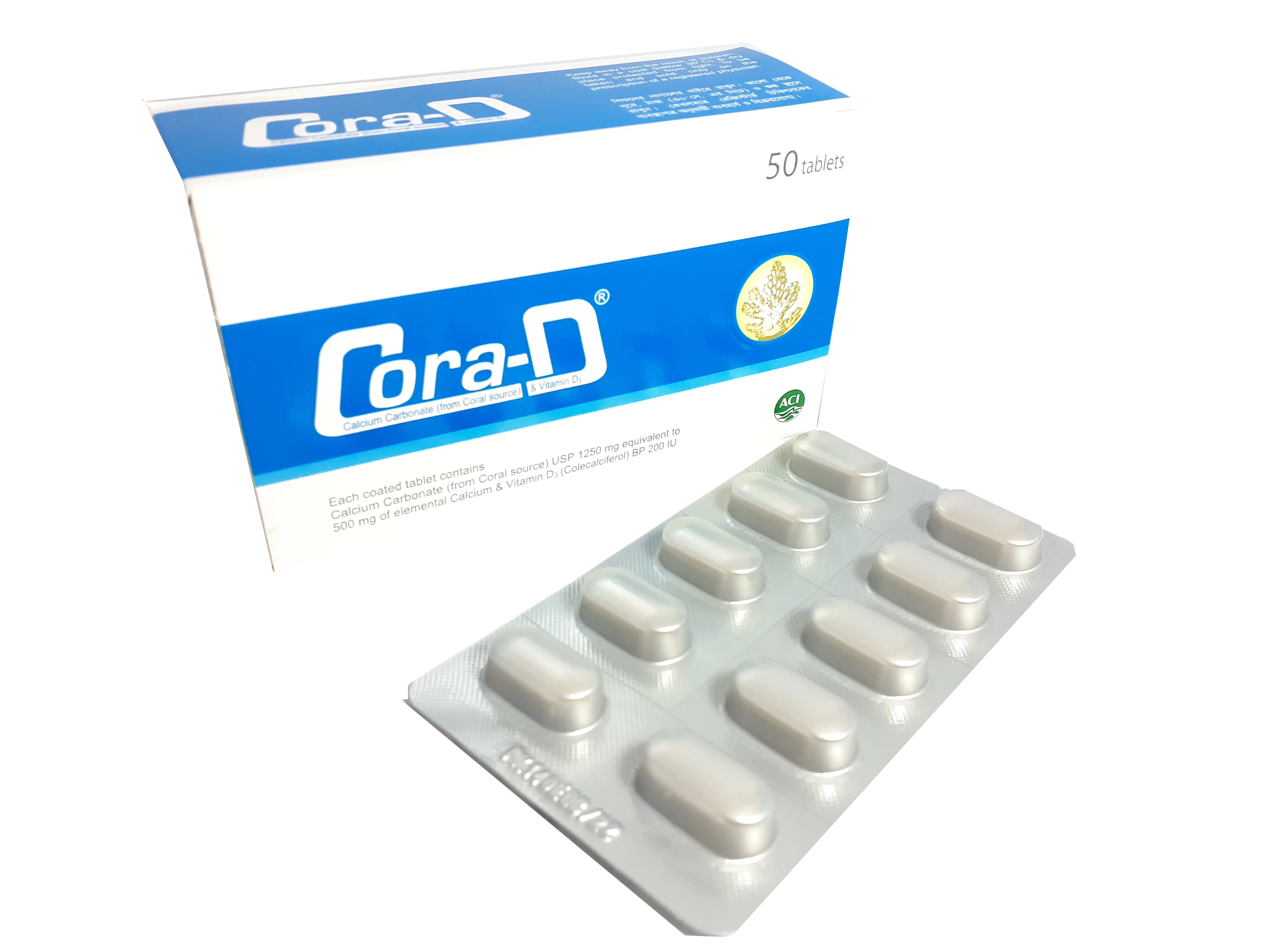 Tablet Cora-D 500mg+200iu (50pcs)