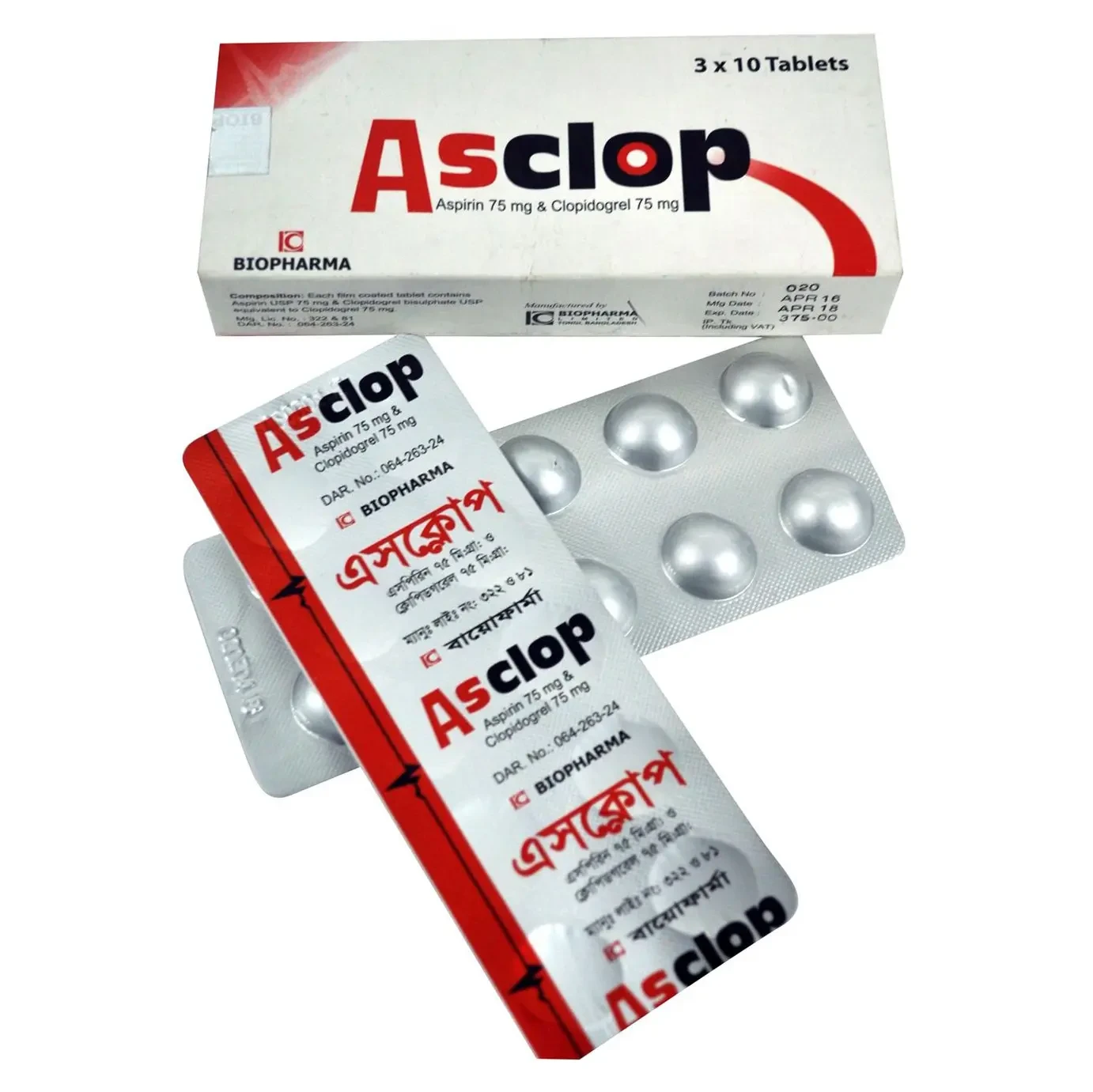 Tablet Asclop 75 mg+75 mg