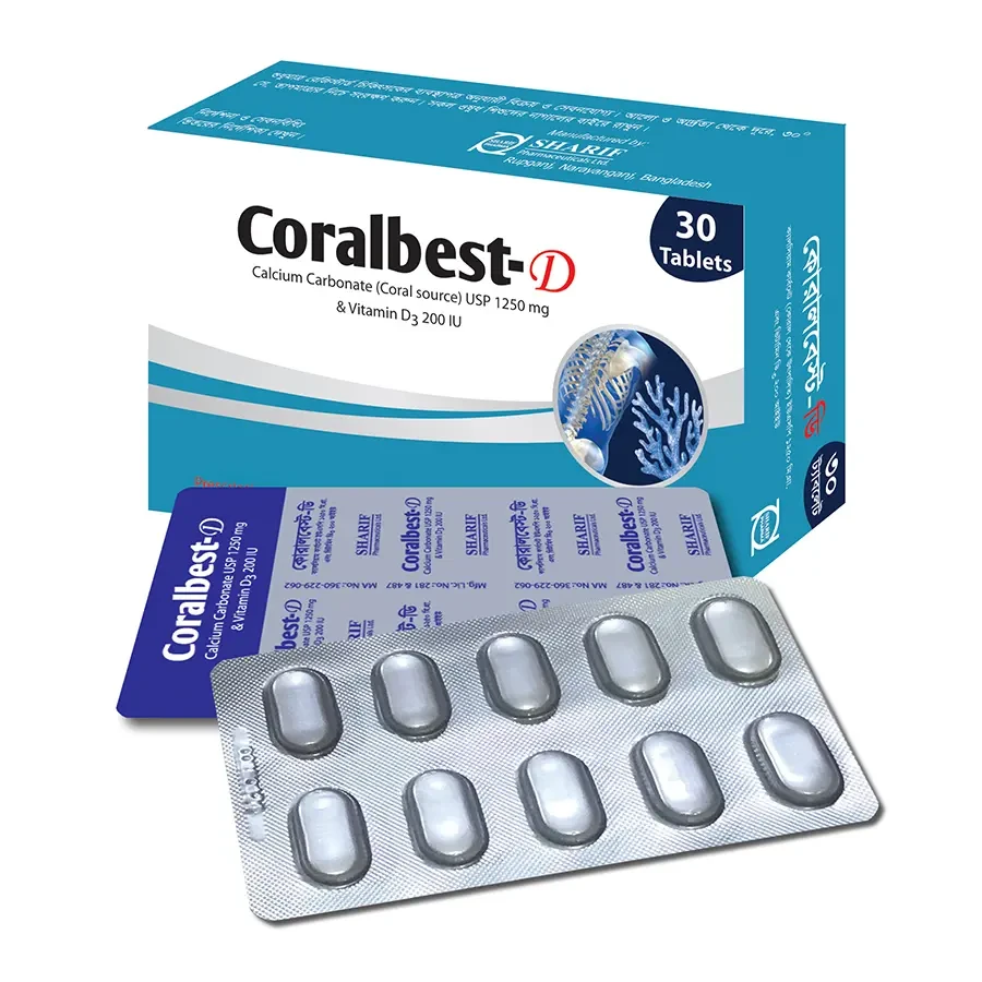 Tablet Coralbest-D 500mg+200iu (30pcs)