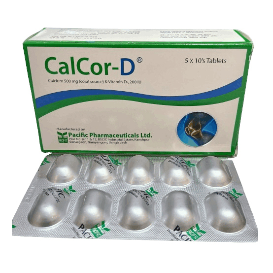 Tablet Calcor-D 500mg+200iu (50pcs)