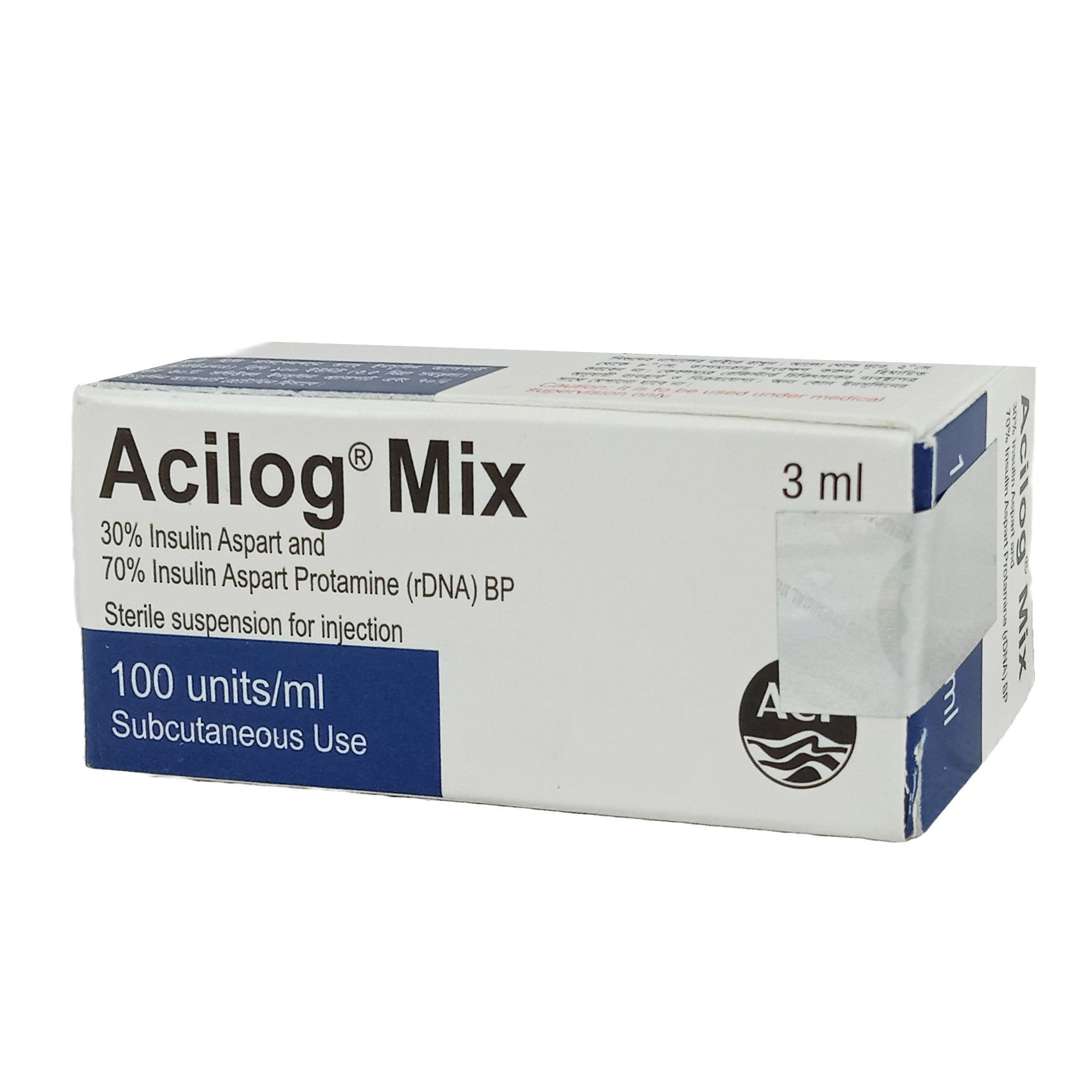 Injection Acilog Mix 30%+70% 100iu/ml (3ml vail)